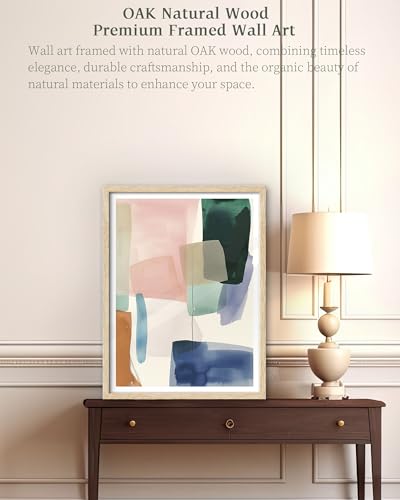iHery 12x16in Blue Green Geometric Framed Abstract Wall Art - color: OAK Framed Geometric, size: 16"L x 12"W