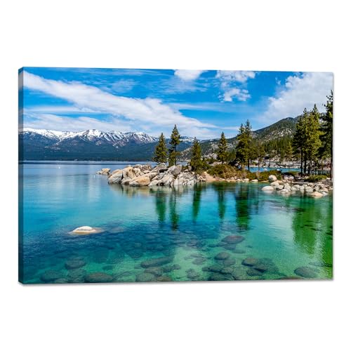 YIOZHAOFH Mountains Lake Tahoe Wall Art for Living Room Framed Landscape Picture Wall Decor Nature Canvas Print Posters National Park Scenery Framed Artwork for Home Office(24" L x 36" W) - color: YZ-NAPARK-08, size: 24"L x 36"W