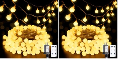 JMEXSUSS 100 LED Globe String Lights Indoor Bedroom, 33ft Classroom Lights (Pack of 2) - color: Warm White, size: 100 LED Plug (Pack of 2)