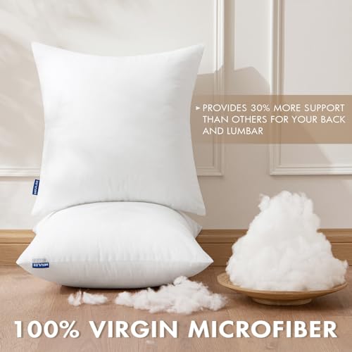 MIULEE Set of 2 Throw Pillow Inserts 20x20 Inches with 100% Virgin Filling - size: 20x20