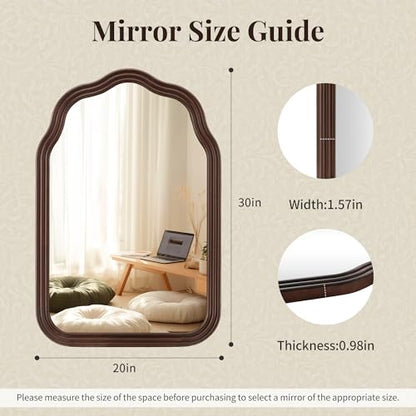 Tanmicoshomy Wood Arched Bathroom Mirror 20x30 Inch - size: 30"L x 20"W