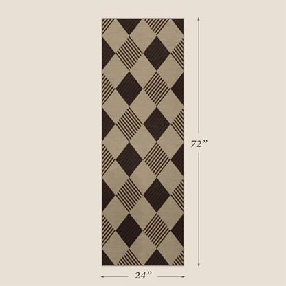 JTJ Easy Jute 2x6 Outdoor Runner Rug, Black & Beige Diamond, Washable - color: Tan Diamond, size: 2' x 6' (Runner)