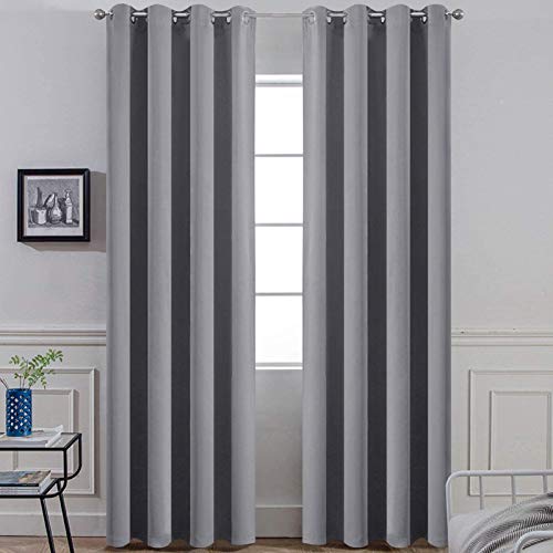 Yakamok Grey Room Darkening Curtains 52x96 inch Gray Grommet-Living Room - color: Grey, size: 52"W x 96"L (Pack of 2)