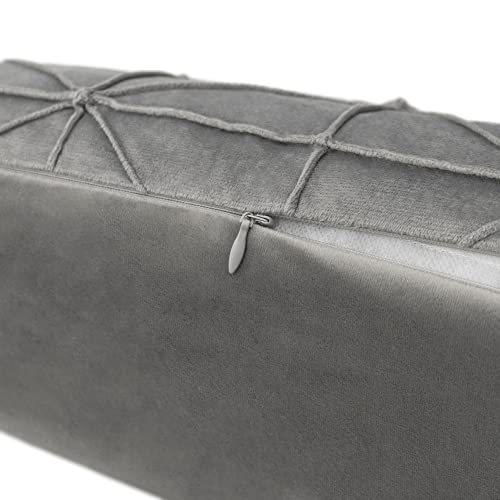 JWH Velvet Lumbar Throw Pillow, 14x24 Inches, Gray - color: Light Gray, size: 24" x 14" (Pack of 1)