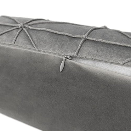 JWH Velvet Lumbar Throw Pillow, 14x24 Inches, Gray - color: Light Gray, size: 24" x 14" (Pack of 1)