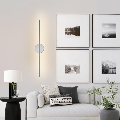 KARTOOSH Battery Operated Wall Sconces Set of Two Wireless Wall Lights - color: Chrome, size: 28.3 Inches