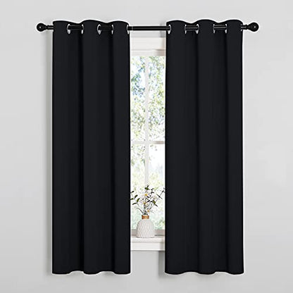 NICETOWN Black Blackout Curtains for Living Room 34" w x 63" L 2 Panels - color: Black, size: 34"W x 63"L (Pack of 2)
