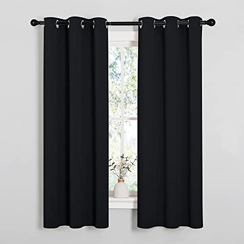 NICETOWN Black Blackout Curtains for Living Room 34" w x 63" L 2 Panels - color: Black, size: 34"W x 63"L (Pack of 2)