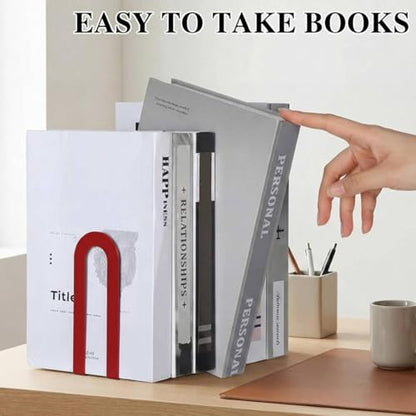 Chunful 6 Pcs Red Metal BookEnds Shelves, 5.5 x 3.75 x 2.25 in - color: Red, size: 5.5*3.75*2.25inch