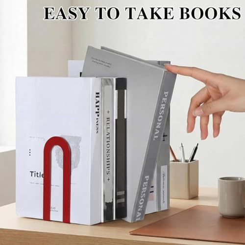 Chunful 6 Pcs Red Metal BookEnds Shelves, 5.5 x 3.75 x 2.25 in - color: Red, size: 5.5*3.75*2.25inch