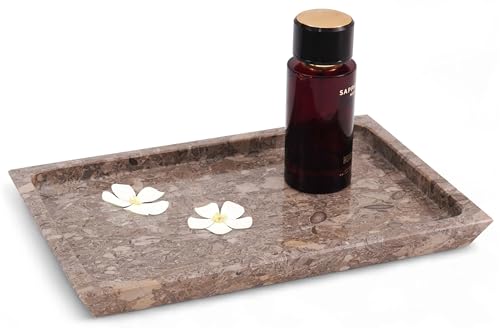 Rectangle Marble Tray for Vanity & Bathroom Counter, 12" Serving Tray - color: Oceanic