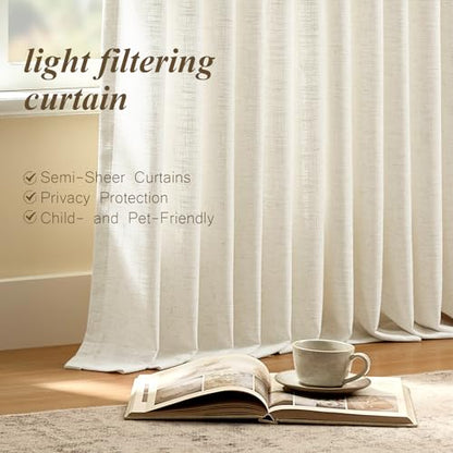 AUSSPVOCT Pinch Pleated Sheer Curtains 90 Inches Long for Living Room - color: Natural, size: 60"W x 90"L (Pack of 1)