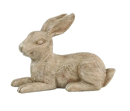 Hymmah Rabbit Statue Sculpture Home Decor Rustic Home Decorations for Living Room, Boho Resin Animal Collectible Figurines for Indoor Decor - style: rabbit beige