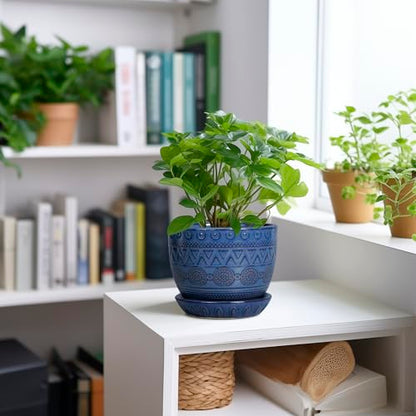 G EPGardening Pot for Plants, 5 Inch Ceramic Planter, Blue - color: Triangle Blue