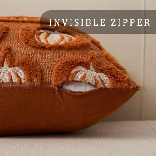 DFXSZ Fall Pillow Covers 18x18 Set of 2 Beige Pumpkins Embroidery Rust - color: Rust Beige Pumpkin, size: 18" x 18" (Pack of 2)