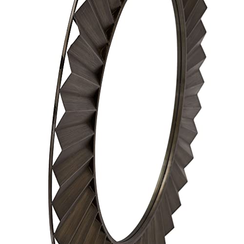Household Essentials Round Metal Frame Decorative Sunburst Wall Mirror, Bronze - style: Metal