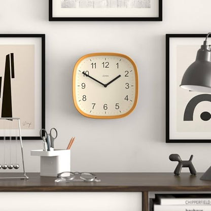 JONES CLOCKS® Sprite wall Clock | Modern Square Clock | 10" | Yellow - color: Mustard Yellow
