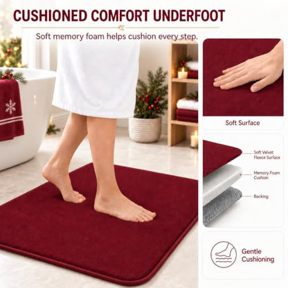 RUN HELIX Bathroom Rugs Sets 3 Piece, Soft Absorbent Memory Foam Bath Mats Set, Dry Fast Bath Mat, Machine Washable Bath Rug Set for Bathroom （Maroon） - color: Maroon