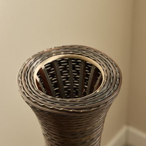 39-Inch Tall Floor Vase, Two-Tone Artificial Rattan Decorative Standing Vase, Statement Piece for Living Room, Bedroom, Entryway