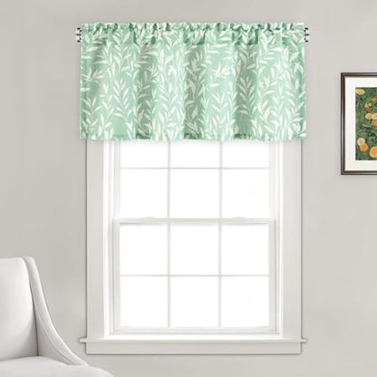 VOGOL Leaf Pattern Valance Printed Window Topper, 42 x 18, 1 Panel, Green - color: Light Green, size: 42"W x 18"L (Pack of 1)