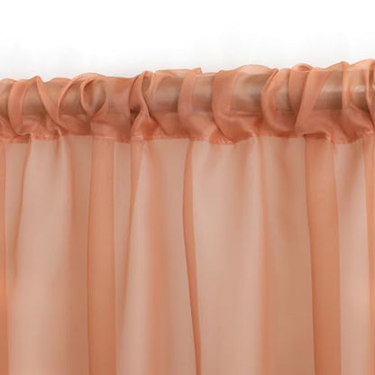 WUBODTI Brown Beaded Sheer Valance Curtains for Kitchen 3PCs, Rod Pocket Boho Crystal Beads Tassel Lace Swag Curtains Farmhouse Sheer Window Valance for Living Room Bedroom Bathroom, Each W51 x L24 - color: Brown