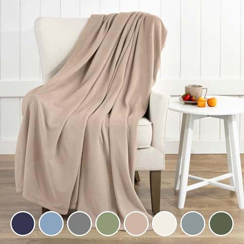 Twin Size Fleece Bed Blanket | Comfy Supersoft Fleece Blanket – All-Season Light Weight Throw Blanket | Luxuriously Soft | Throw Blanket for Couch and Sofa | Machine Wash | Beige - color: Beige, size: Twin