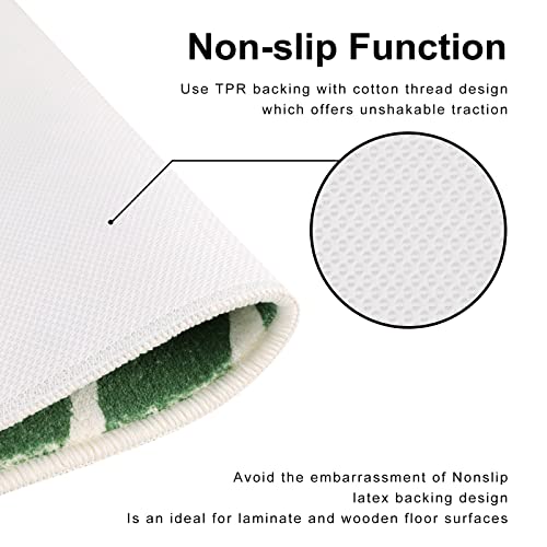 Lukinbox Bathroom Runner Rugs, Green Leaf Non-Slip Bath Mat, Small Long Bath Rugs Cute Soft Microfiber Floor Mats Machine Washable for Living Room, Shower and Tub, 18"x47" - size: 18" x 47"