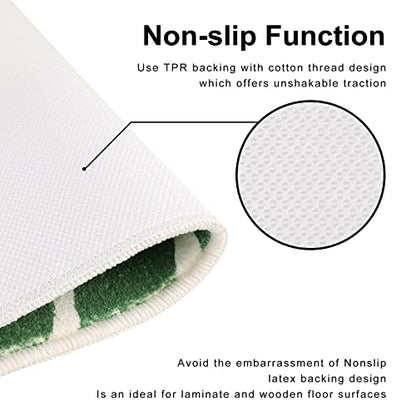 Lukinbox Green Bathroom Rugs Non Slip, Cute Washable Bath Rugs Mat, Small Leaf Bathroom Mat Soft Plant Area Rug for Indoor Shower Bathtub, 20"x31" - size: 20" x 31"