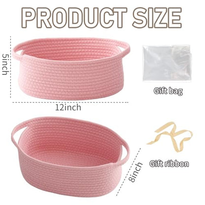 JMvicyroam Small Woven Basket, Empty Gift Basket, Pink/1 Pack - color: Pink, size: 1 Pack