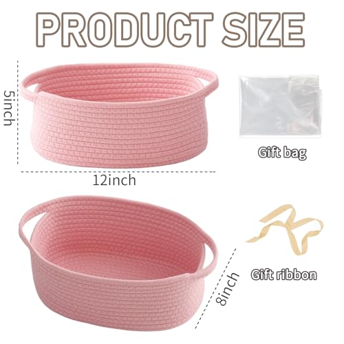 JMvicyroam Small Woven Basket, Empty Gift Basket, Pink/1 Pack - color: Pink, size: 1 Pack
