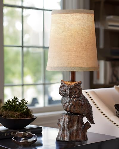 Small Table Lamp for Bedroom, 14.25" Farmhouse Resin Brown Nightstand Lamp - color: ‏‏‎ ‎‏‏‎ ‎Brown