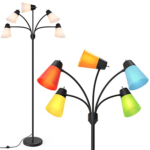 LED Floor Lamp, Medusa Adjustable Multi Head Modern Tall Standing Light - color: Black
