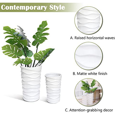 LuxenHome Tall Planters for Outdoor Plants, Set of 2 Garden Plant Pot White - color: White 2