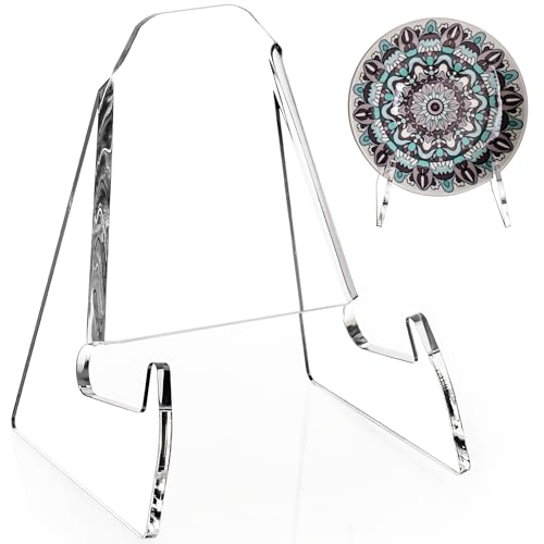 YUXUN 2 Pack Plate Stand for Display Acrylic Display Stand with Ledge - size: 5.9 Inch