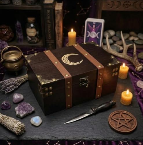 Solid Wood Crescent Moon Box, Celtic Knot, Velvet Lined