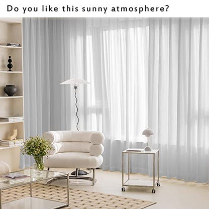 2 Panels Set Sheer Curtains 108 inch Length Light Gray 52" W x 108" L - color: Light Gray, size: 52"W x 108"L (Pack of 2)