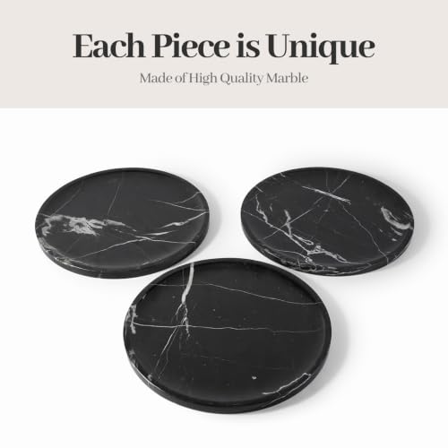 Marble Serving Tray, 11.8" Round Vanity Tray for Bathroom Countertop, Black - color: Black