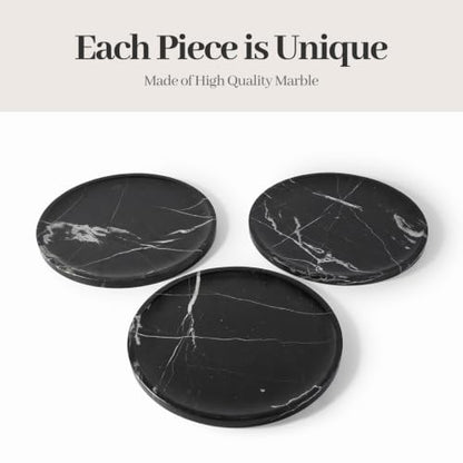 Marble Serving Tray, 11.8" Round Vanity Tray for Bathroom Countertop, Black - color: Black