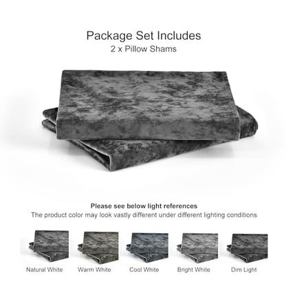 PHF Truly Velvet Pillowcases Standard Size 20" x 26", Dark Grey, No Insert - color: Dark Grey, size: 26" x 20" (Pack of 2)