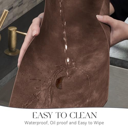 MOSAYT Vinyl Faux Leather Placemats, Set of 6, Coffee - color: Coffee