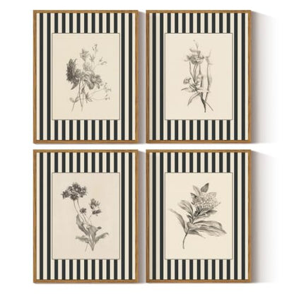InSimSea Framed Floral Wall Art Black and White Flower Prints, 11x14 In - color: Monochrome Floral
