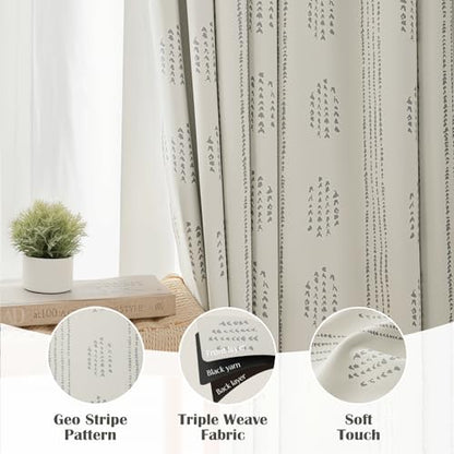 100% Blackout Grey Boho Curtains, 63 Inches, 2 Panels for Bedroom - color: Grey, size: 52"W x 63"L (Pack of 2)
