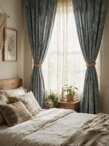 Braided Outdoor Curtain Tiebacks for Drapes, Rustic Curtain holdbacks 4 Pack, Handmade Decorative Curtain Ties for Sheer/Light Weight Drapes of Home Office Bedroom Window