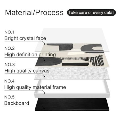 QKF 3Pcs Black White Abstract Crystal Geometric Framed Canvas Wall Art Set - color: Black and white, size: 20" X 28" X 3 pieces