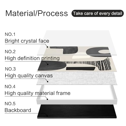 QKF 3Pcs Black White Abstract Crystal Geometric Framed Canvas Wall Art Set - color: Black and white, size: 24" X 32" X 3 pieces