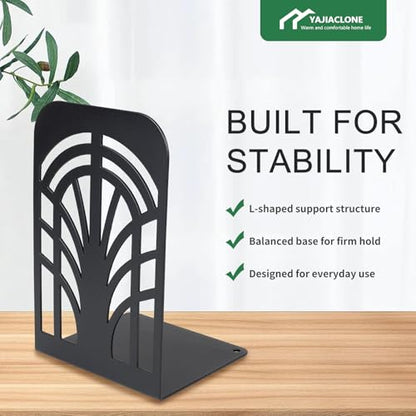 Heavy Duty Metal Bookends for Heavy Books, Non Slip Set of 2