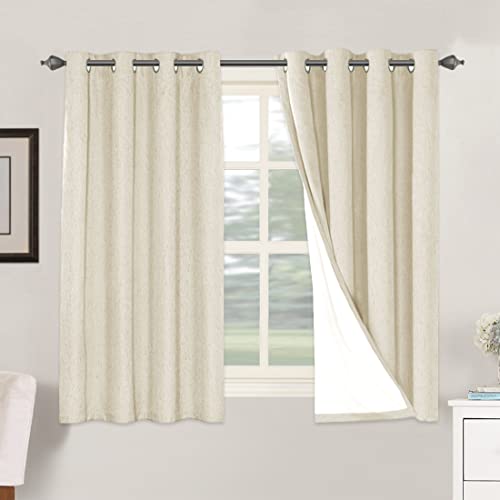 H.VERSAILTEX 100% Blackout Curtains for Bedroom Thermal Insulated Linen Textured Curtains Heat and Full Light Blocking Drapes Living Room Curtains 2 Panel Sets, Bleached Sand, 52x54 Inch - color: Bleached Sand, size: 52"W x 54"L (Pack of 2)