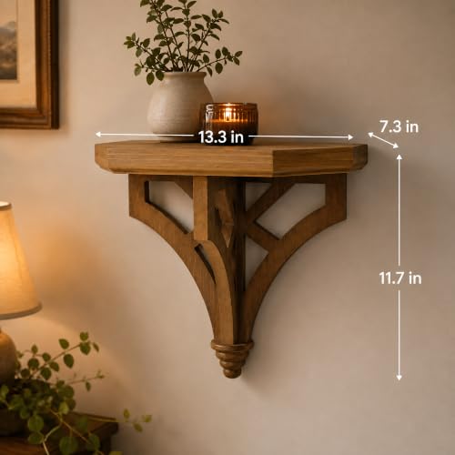 Wall Mounted Decorative Shelf, Vintage Farmhouse Floating Shelf-Burnt Color - color: Burnt Color