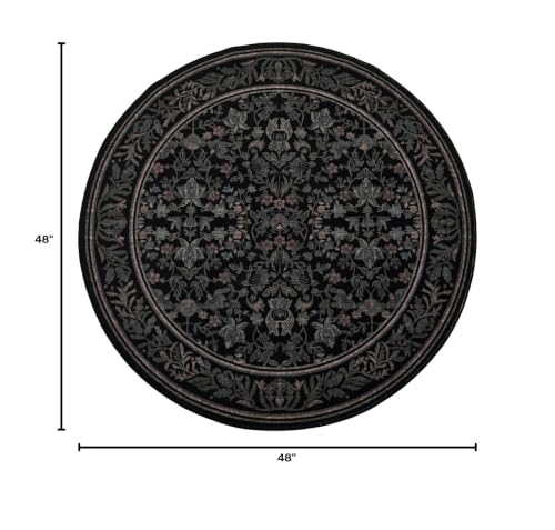 GarveeHome Round Rugs 4ft Washable Circle Rug for Living Room, Black - color: Black, size: 4' (Round)