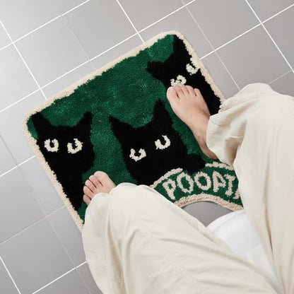 Drydiet U Shaped Toilet Rug Washable Cute Bath Mat 24x20,Black Cat - style: Black Cat
